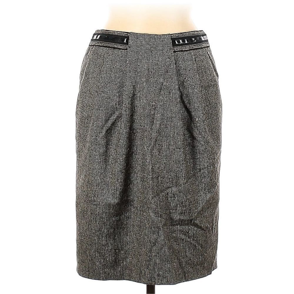 Laurel by Escada Skirt Womens 36EU/US S Pencil Wool Herringbone Structured